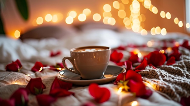 Buon Valentino Sorpresa per il tuo amato caffè a letto Generative Ai