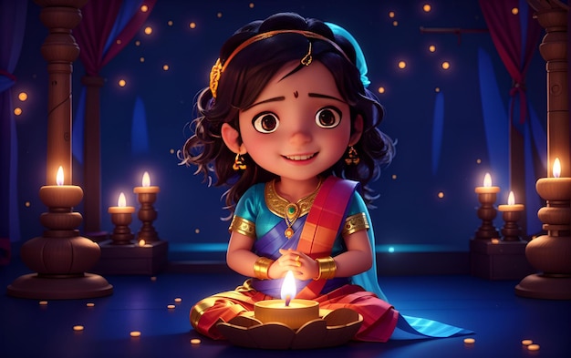 Buona celebrazione del Diwali con la piccola Radha