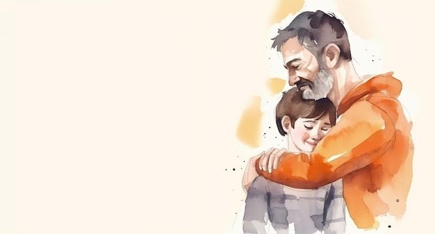 Buona festa del papà con padre e figlio che si abbracciano Generativo ai