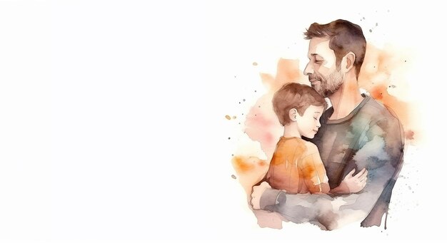 Buona festa del papà con padre e figlio che si abbracciano Generativo ai