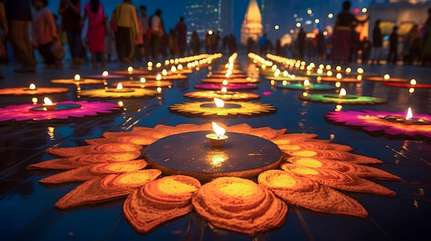 Buona festa di Diwali con la lampada all'olio Generative Ai