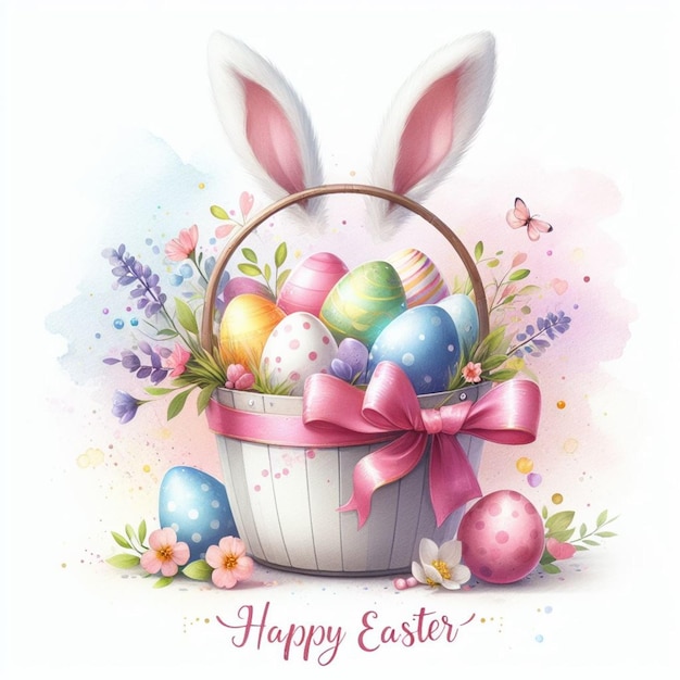 Buona Pasqua, carina illustrazione del coniglietto.