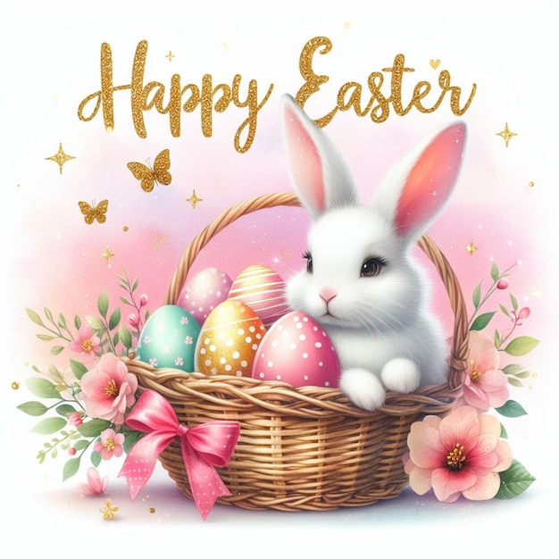 Buona Pasqua, carina illustrazione del coniglietto.