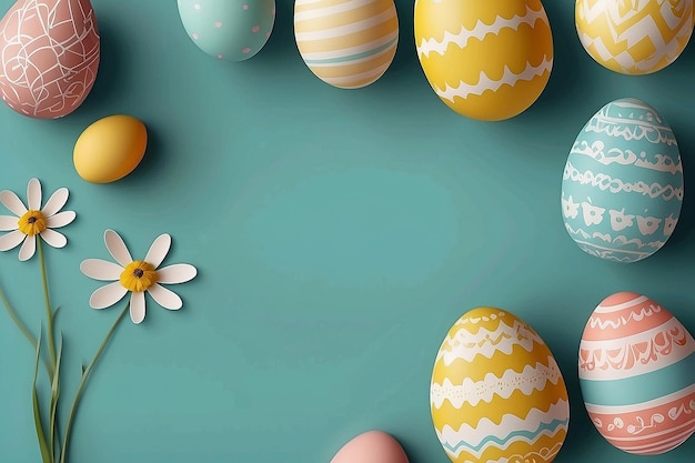 Buona Pasqua Congratulazioni di Pasqua sfondo Uova e fiori di Pasqua