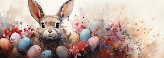 Buona Pasqua coniglio di Pasqua colorati fiori primaverili carini illustrazioni classiche di uova di Pasqua