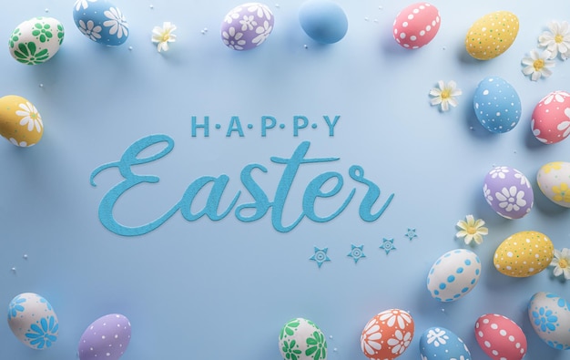 Buona Pasqua Uova di Pasqua colorate su sfondo pastello