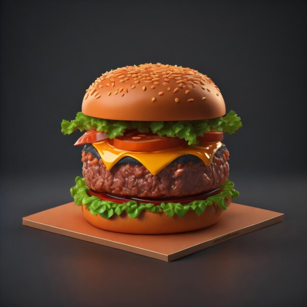 Burger 3D render realistico generativo AI