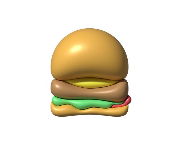 Burger 3d rendering realistico dell'oggetto con sfondo bianco