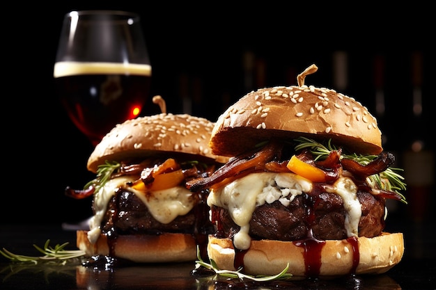 Burger al barbecue con vino e formaggio