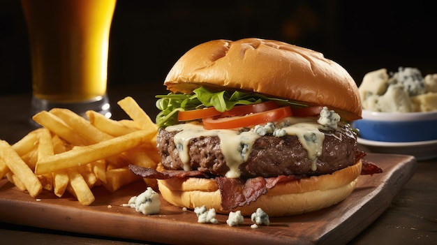 Burger al formaggio blu frantumato