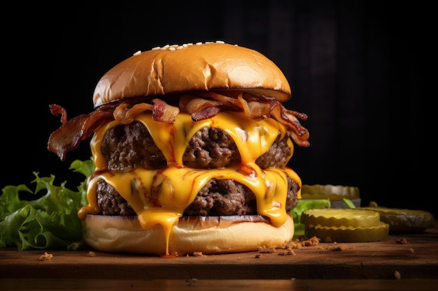 Burger Bliss gourmet con formaggio Cheddar fuso