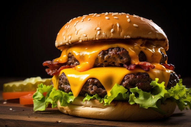 Burger Bliss gourmet con formaggio Cheddar fuso