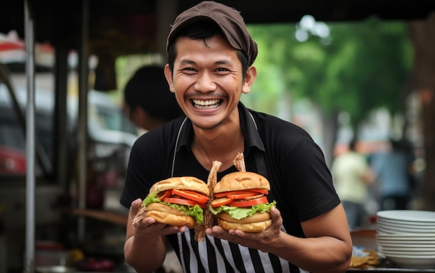 Burger Bliss on the Street Vendor39s Joy Generative AI