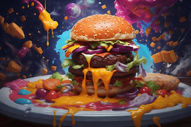 Burger cibo delizioso Astral Escape Splash