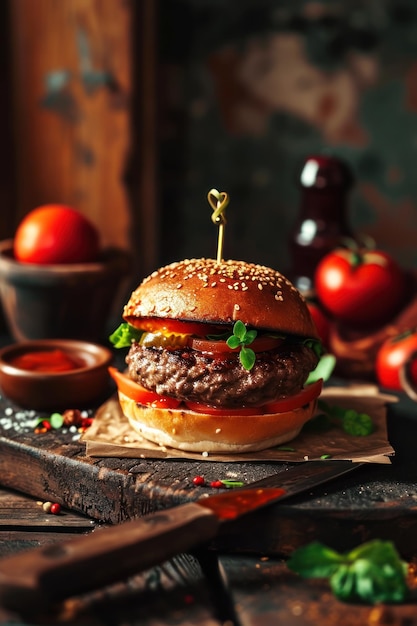 Burger con formaggio e cotoletta di manzo