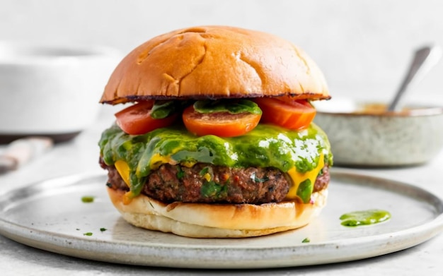 Burger con Pesto Drizzle