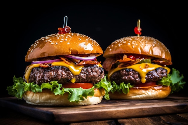 Burger con una salsa piccante di limone e cilantro aioli