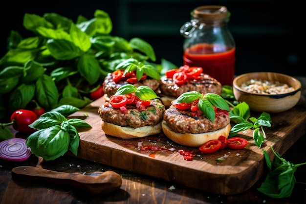 Burger di maiale thailandese con basilico e citronella