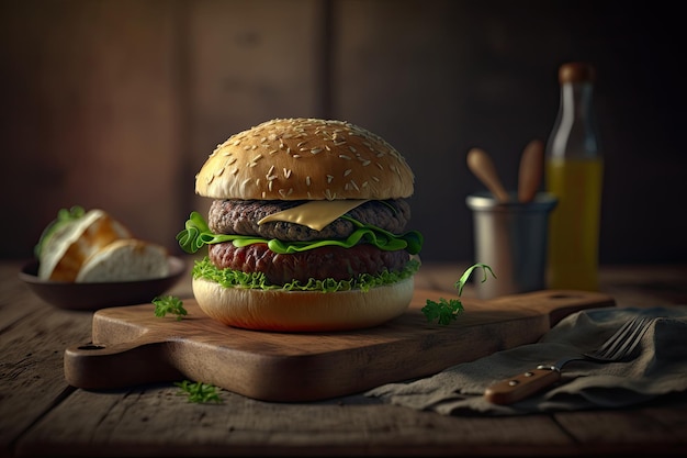 Burger Rustico Illustrazione AI Generativo