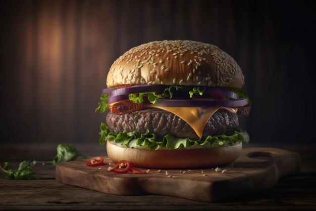 Burger Rustico Illustrazione AI Generativo