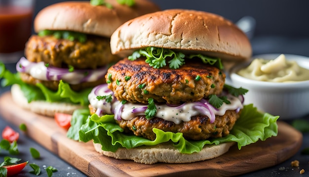 Burgers di tacchino conditi con falafel