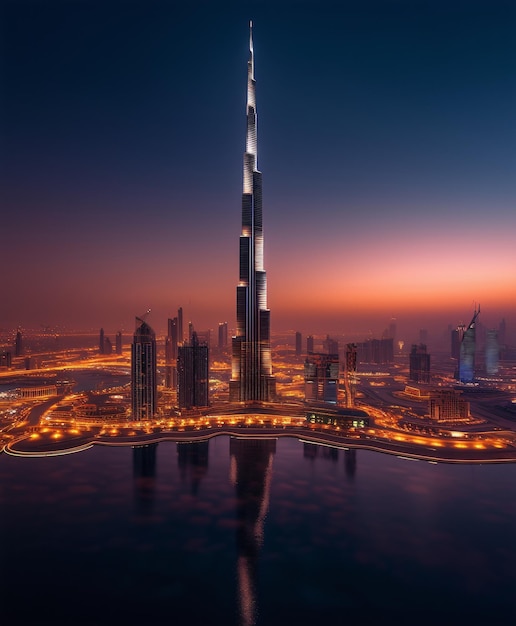 Burj Khalifa vista notturna Emirati Arabi Uniti