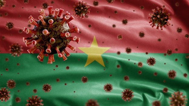 Burkina Faso sventola bandiera e virus del microscopio del coronavirus