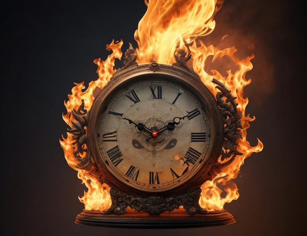 Burning Clock L'orologio che brucia rappresenta la fragilità del tempo