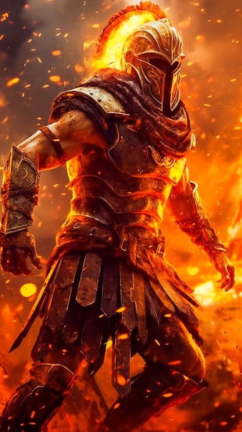 Burning Gladiator AI generato