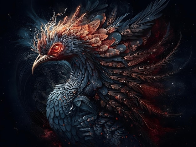 Burning Phoenix Fantasy sogno uccello in sfondo nero