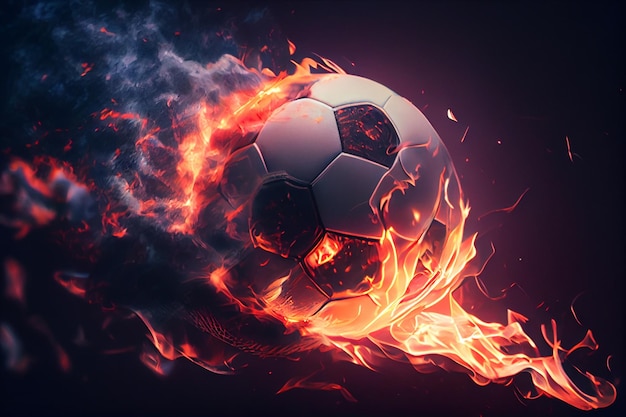 Burning soccer ballgenerativo ai