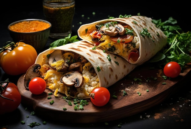 burrito a colazione con funghi uova