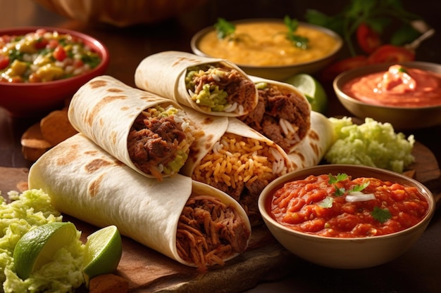 Burrito messicano caldo Illustrazione AI generativa