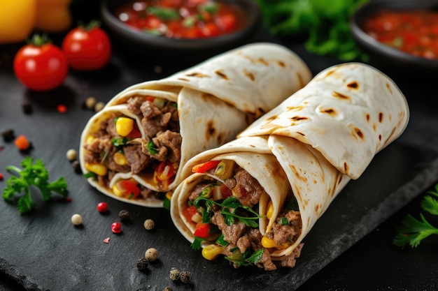 Burrito messicano con manzo e verdure
