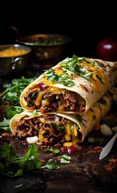 Burritos di manzo succosi