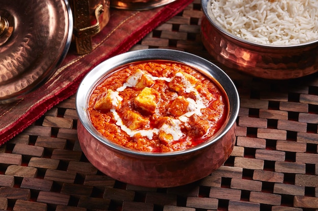 Burro daal makhani con riso bianco servito in un piatto isolato sul tavolo vista laterale del cibo mediorientale