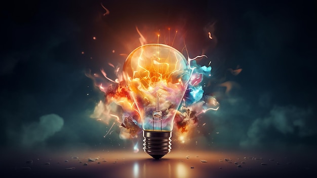 Bursting Light Bulb con idee creative