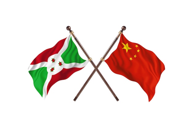 Burundi contro Cina Sfondo di due bandiere di paesi