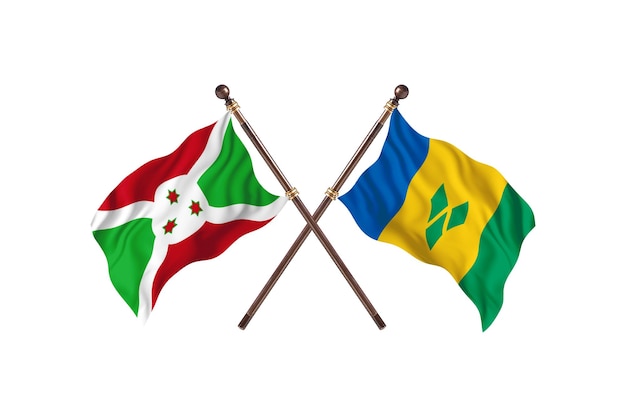Burundi contro Saint Vincent e Grenadine Sfondo di due bandiere di paesi
