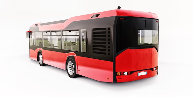 Bus rosso urbano di Mediun su un fondo isolato bianco. rendering 3D.