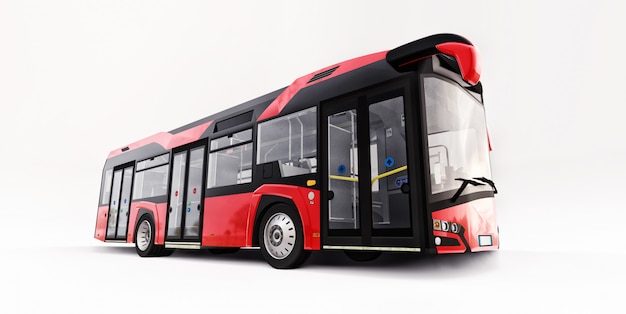 Bus rosso urbano di Mediun su uno spazio bianco isolato. Rendering 3d.