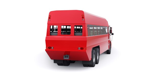 Bus untuk mengangkut pekerja ke area yang sulit dijangkau Ilustrasi 3D