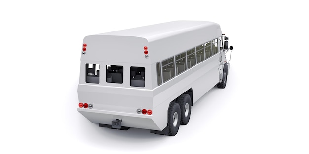 Bus untuk mengangkut pekerja ke area yang sulit dijangkau Ilustrasi 3D