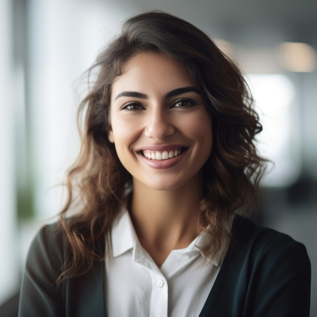 Business Casual donna sorridente in un ufficio