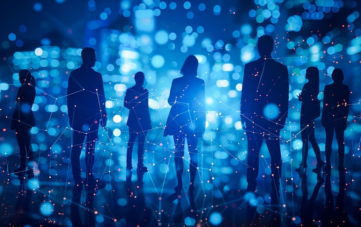 Business concept of technology in group of people Concept of teamwork