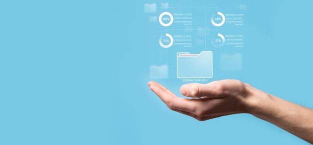 Business developer hand using board framework on virtual modern computer showing innovation Agile software development lean project management tool fast changes conceptDocument Management System DMS