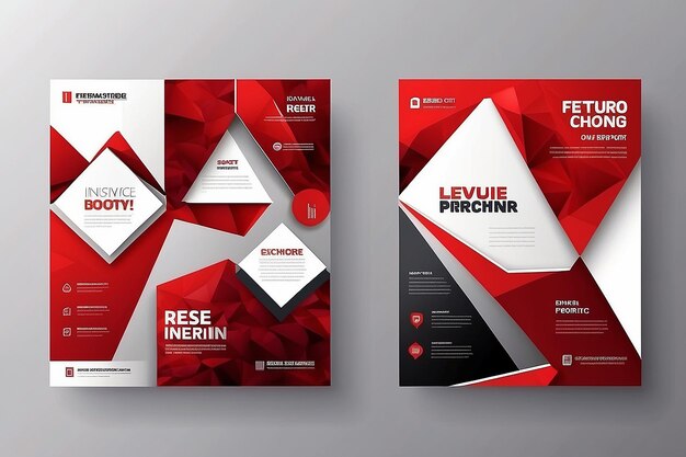 Business Flyer Poster Design Set Layout Template Abstract Rosso Geometrico