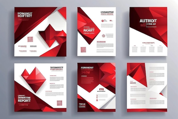 Business Flyer Poster Design Set Layout Template Abstract Rosso Geometrico