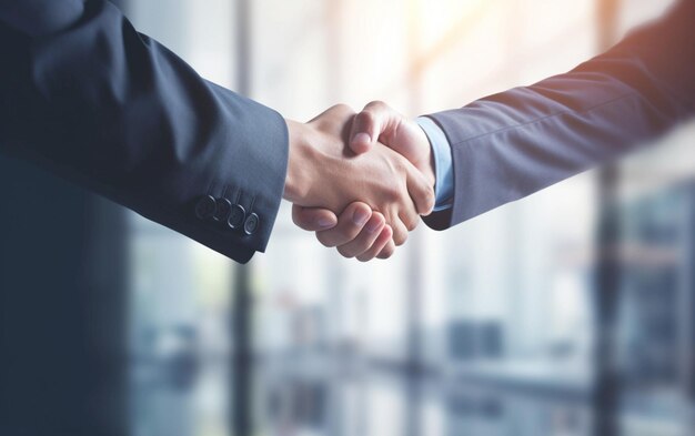 Business Handshake Focus su Hand Shot nel concetto di fusione e acquisizione