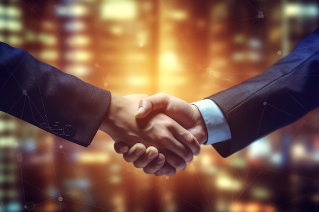 Business Merger Handshake per un lavoro di squadra di successo AI